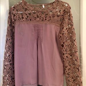 Blush tone laced top